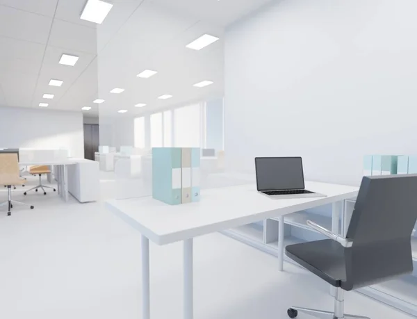 Modern Room Office Scene Rendering Place Work Interior Wallpaper Backgrounds — Stock Photo, Image