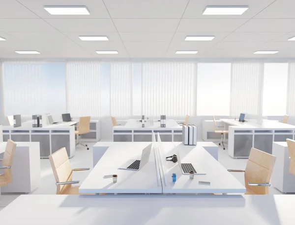 Modern Office Room Interior Scene Rendering Place Work Wallpaper Backgrounds — Stock Photo, Image
