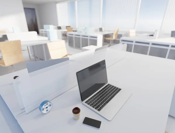 Modern Room Office Interior Scene Rendering Place Work Wallpaper Backgrounds — Stock Photo, Image