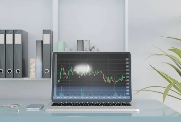 Close Laptop Auf Dem Tisch Bericht Und Investitionen Von Graphen — Stockfoto