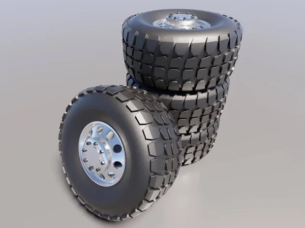 Truck Tire Wheel Road Scene Render Transport Wallpaper Backgrounds — Stock Photo, Image