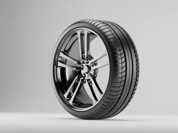 Neumático Deportivo Neumático Con Borde Negro Escena Renderizado Transporte Fondo — Foto de Stock
