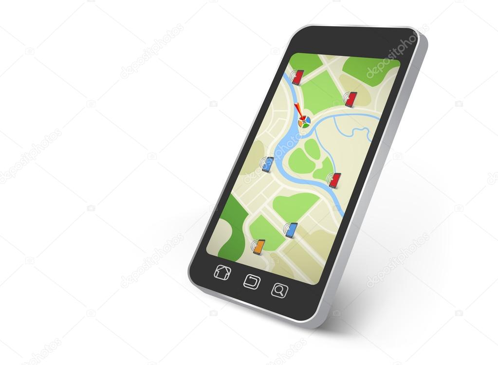 Map on the smartphone screen