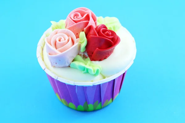 Cup cake sladká růže květ — Stock fotografie