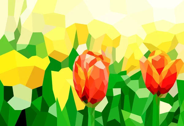 Low poly tulip — Stock Vector