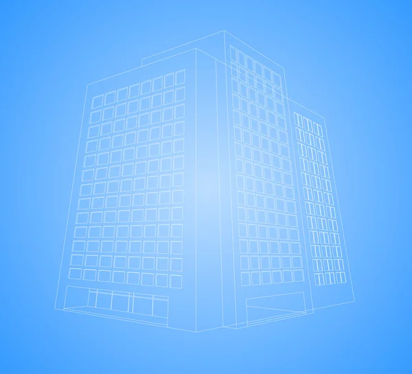 Drátový model kancelářská budova — Stockový vektor