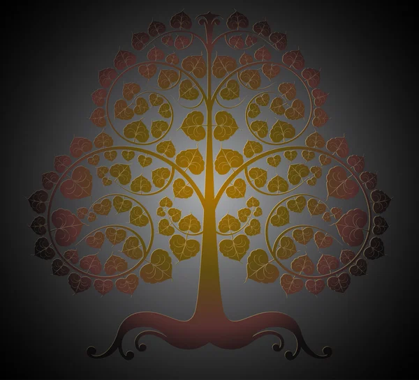 Bodhi δέντρα χρώμα σε ένα γκρι — Διανυσματικό Αρχείο