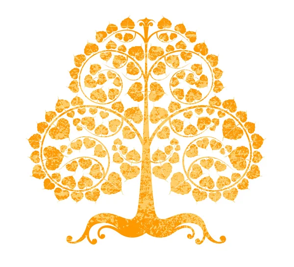 Bodhi estilo grunge árbol sobre un fondo blanco — Archivo Imágenes Vectoriales