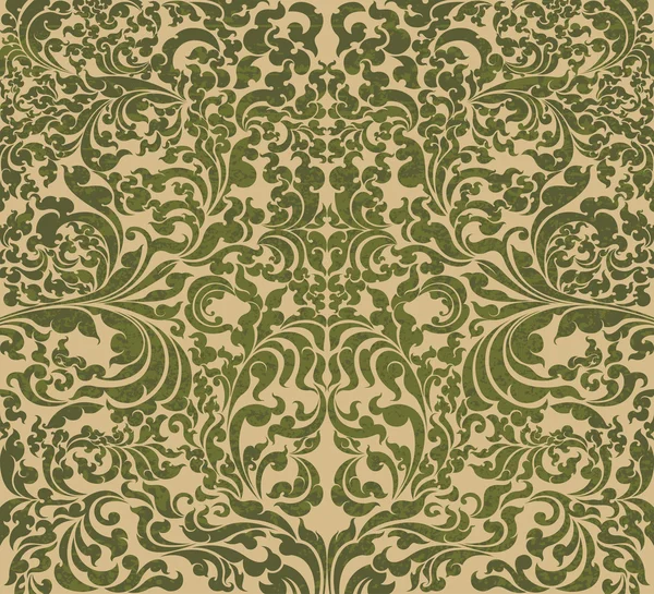녹색 꽃 예술 패턴 — 스톡 벡터