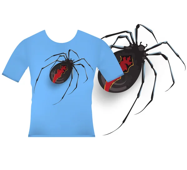 T-Shirt-Grafik mit Katipo-Spinne — Stockvektor