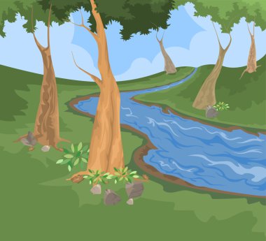 Çevre ve nehir creek vektör doğa arka plan