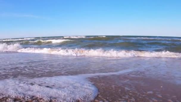 Hermosas Olas Costa Del Mar Negro Día Soleado — Vídeos de Stock