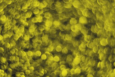 Altın sarısı parlak arka planda parıltı ve lens parlamaları. Çekirdekler. Projeleriniz için şenlik arka planı. Bulanık altın renkli bokeh ışıkları. Arka planda Noel bayramı konsepti.