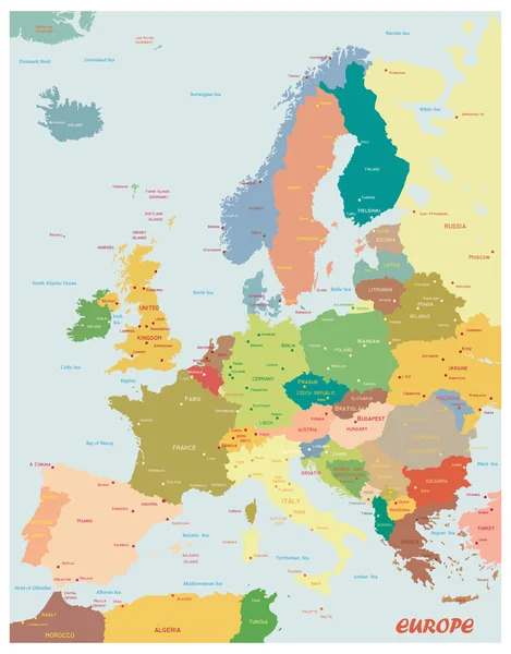 유럽의 원래 지도. 스톡 일러스트레이션