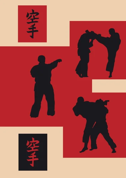 Ilustracja, Hieroglif i kontur Karate. — Wektor stockowy