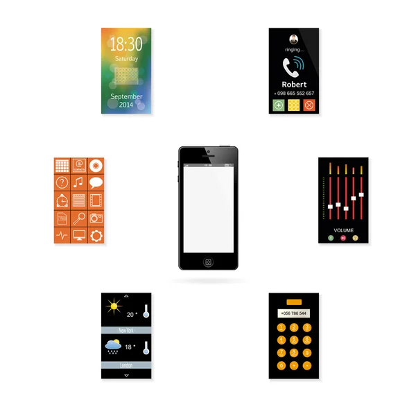 The mobile phone with a set of icons. — Stock Vector