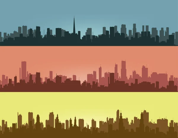 Tres contornos de colores de la ciudad . — Archivo Imágenes Vectoriales