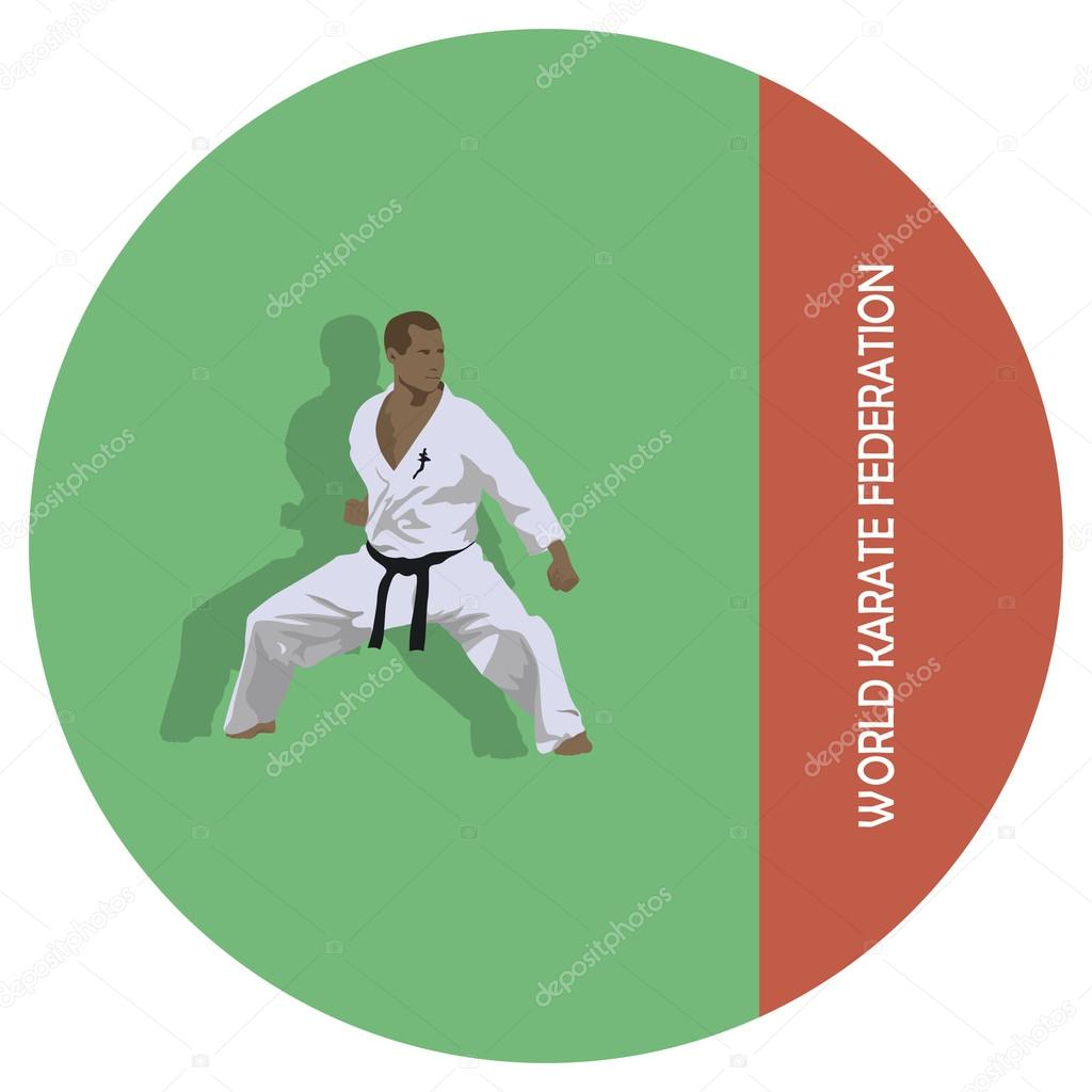 The emblem, the man is engaged in karate.