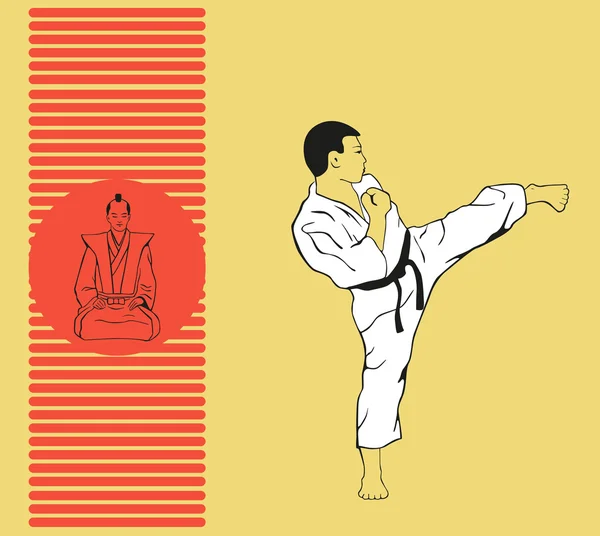 Mannen visar karate. — Stock vektor