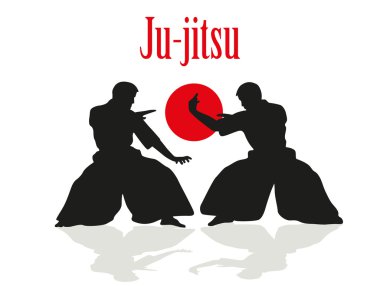 Two men are engaged in Ju-jitsu fight. clipart