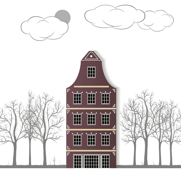 The original house on a white paper background. — Stock Vector