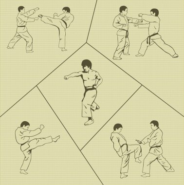 Karate gösterilen erkek grup.