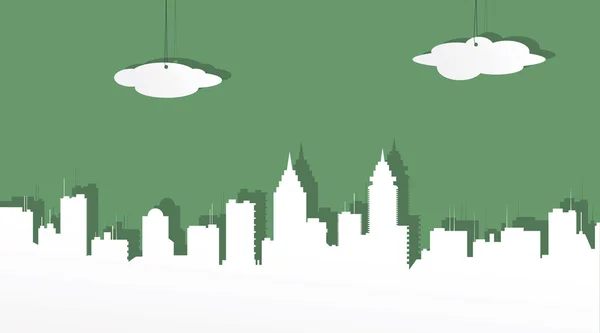 La ciudad del libro blanco sobre un fondo verde . — Vector de stock