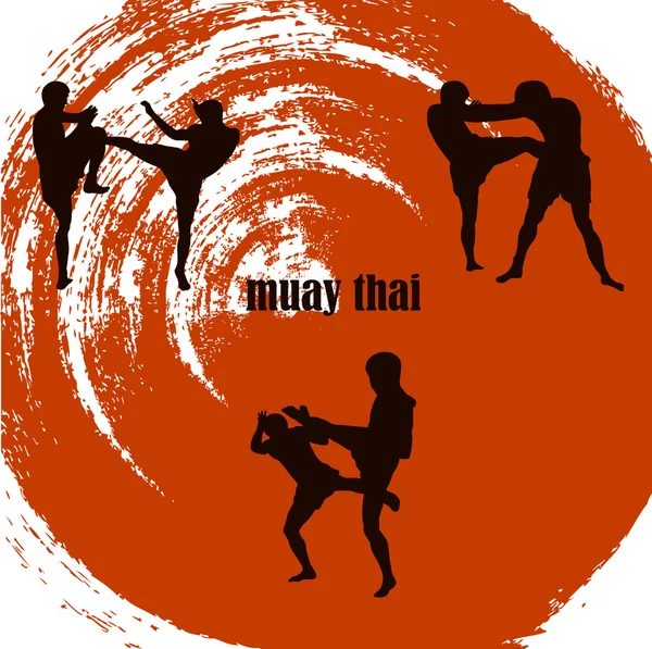 Les hommes entrent pour les arts martiaux de Myai Thai . — Image vectorielle