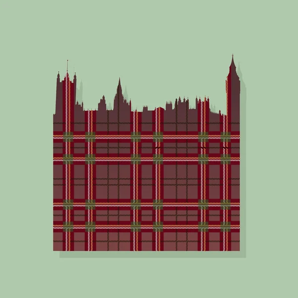 El contorno de Londres contra el ornamento escocés . — Archivo Imágenes Vectoriales
