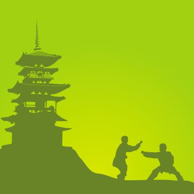 İki adam bir kung fu manastır karşı başlattık.