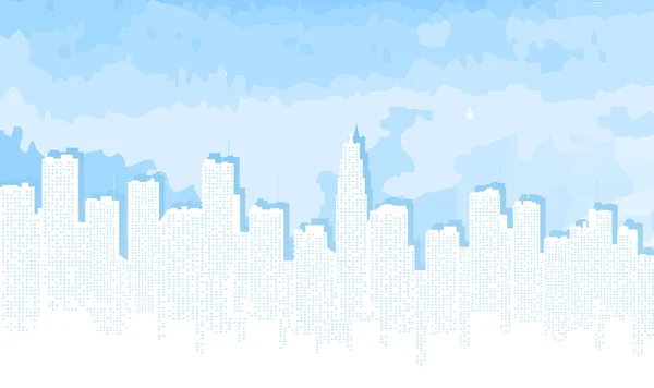 Ilustração, contorno da cidade contra o céu azul . — Vetor de Stock