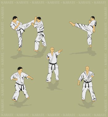 Karate gösterilen erkekler kümesi.