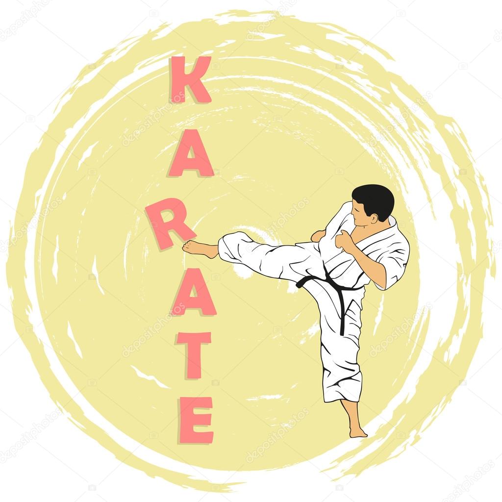 The illustration, the man shows karate
