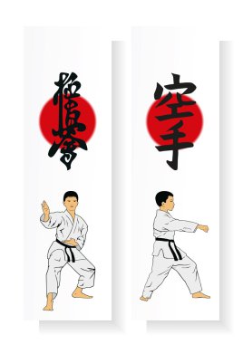 Adam nişanlı karate ve hiyeroglif karate görüntü ile iki kitapçıklar