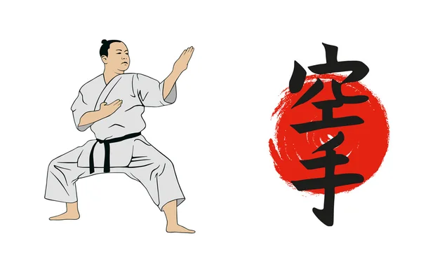 Illustrationen, mannen visar karate — Stock vektor