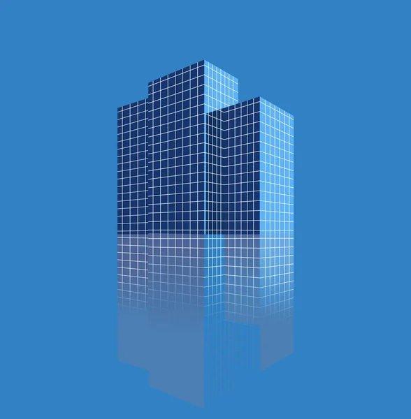 Three skyscrapers on a blue background. — Stock Vector