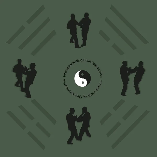 Gli uomini sono impegnati nel Kung fu Wing Chun . — Vettoriale Stock