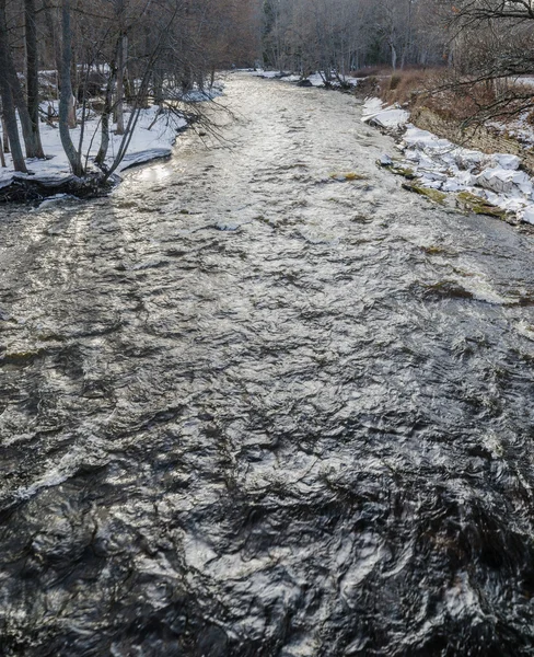 小さな川は洪水で春の風景 — ストック写真