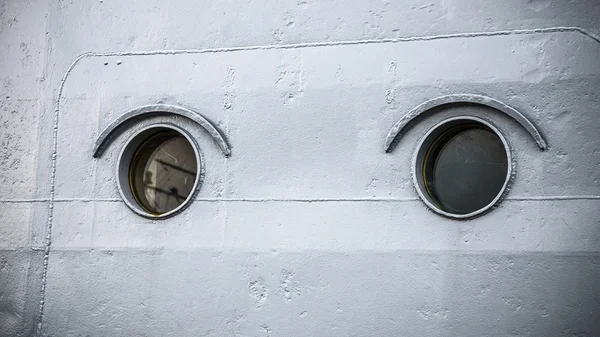 Round portholes warship, close-up — Stock Photo, Image