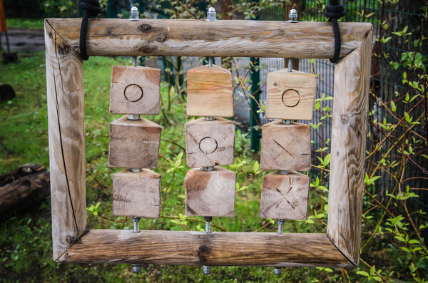 Wooden game Tic Tac Toe, close-up  