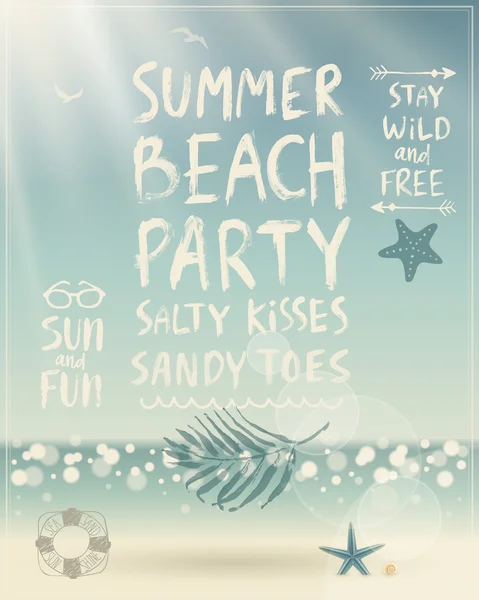 Manifesto Summer Beach Party con calligrafia manoscritta . — Vettoriale Stock