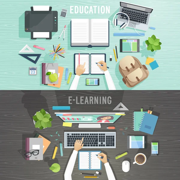 Education and e-learning concepts. — Stock Vector