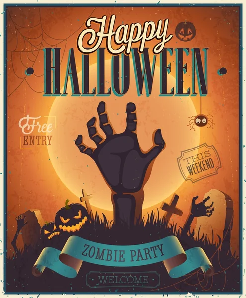 Halloween zombie partito poster . — Vettoriale Stock