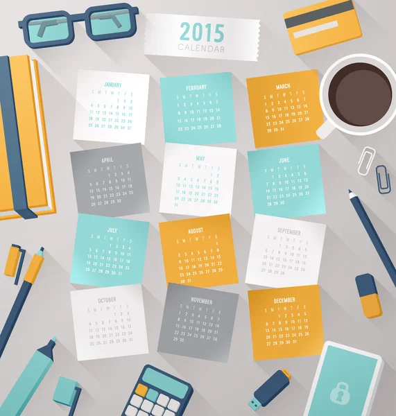 Plantilla vector calendario 2015 con — Vector de stock