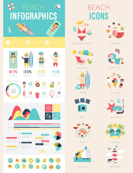 Playa Juego de infografía — Vector de stock