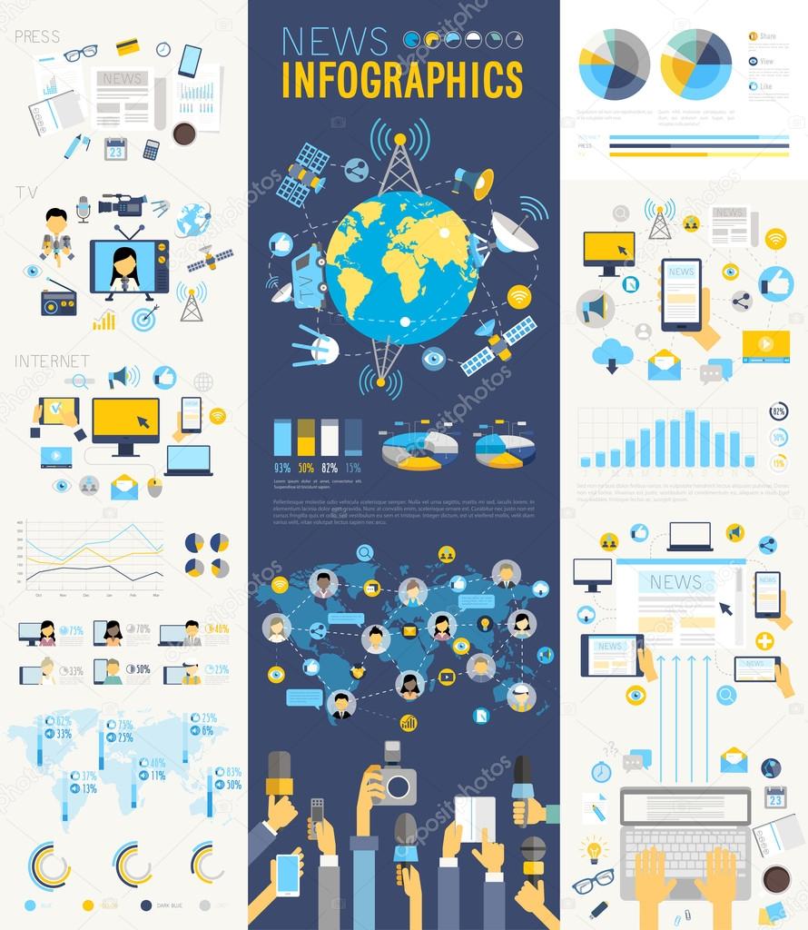 News Infographic set with charts and other elements. 