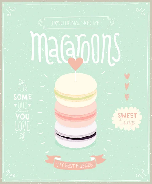 Macaroons Poster - plantilla para tu diseño . — Vector de stock