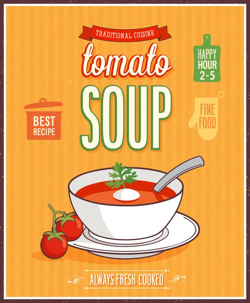 Manifesto di zuppa di pomodoro vintage . — Vettoriale Stock