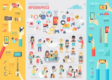 Grafikler ve diğer öğeleri ile Smartphone Infographic ayarla.
