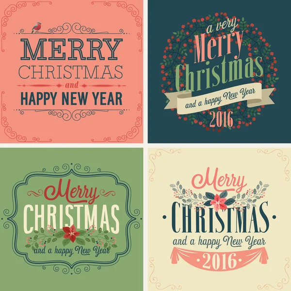 Set de Noël - cartes typographiques pour votre design . — Image vectorielle